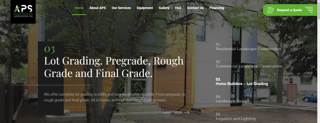 APS Landscaping Inc. Website