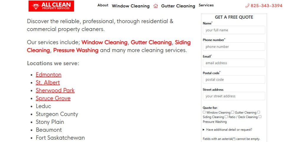 All Clean Services Website